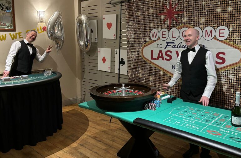 2 Casino dealers set up for 40th birthday party