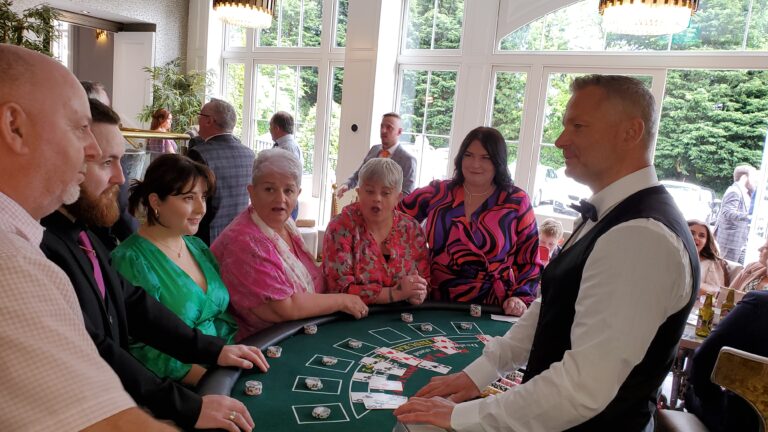 Wedding reception fun at the blackjack table