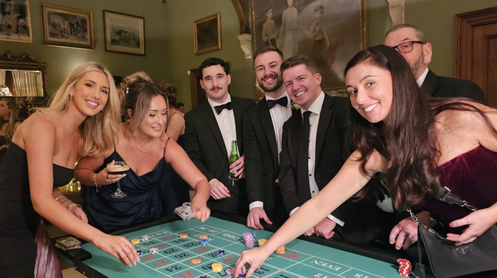 castle leslie wedding casino entertainment with roulette table